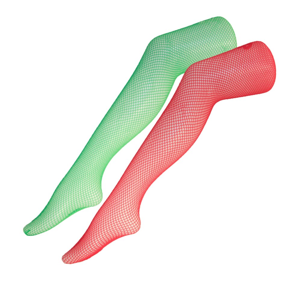 image 1 of Bristol Novelty Unisex Adults Fishnet Tights - Green/Red - One Size Green | One Size