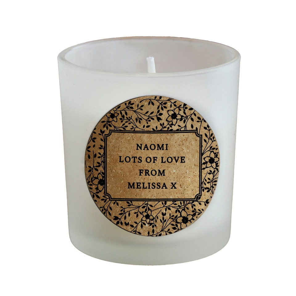 image 1 of Personalised Floral Cork Label Candle Jar Clear