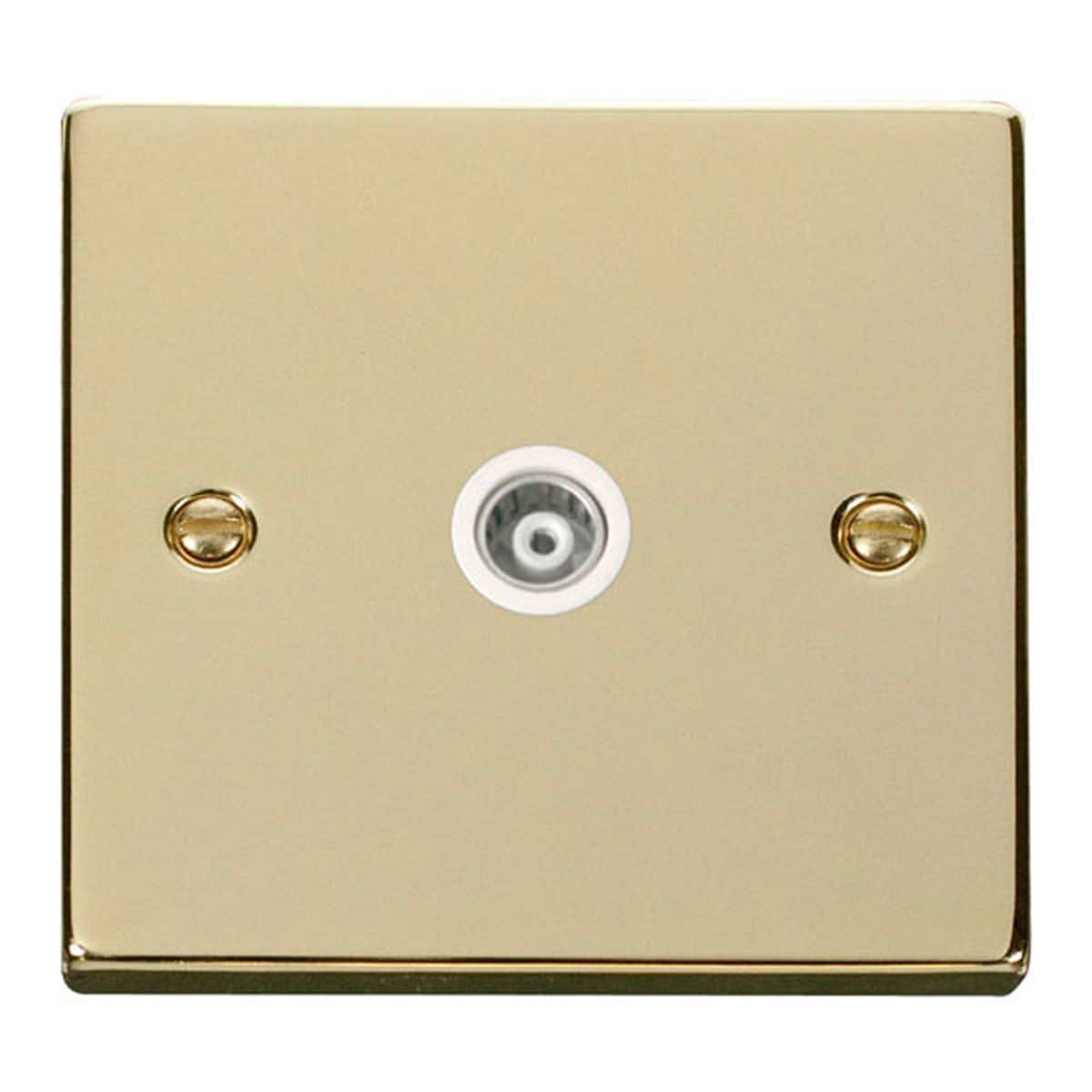 SE HOME Polished Brass Single Isolated Coaxial Socket Gold Polished Brass
