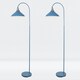 image 1 of First Choice Lighting Set of 2 Maxwell Mirage Blue Brushed Copper Floor Reading Lamps Blue | Copper