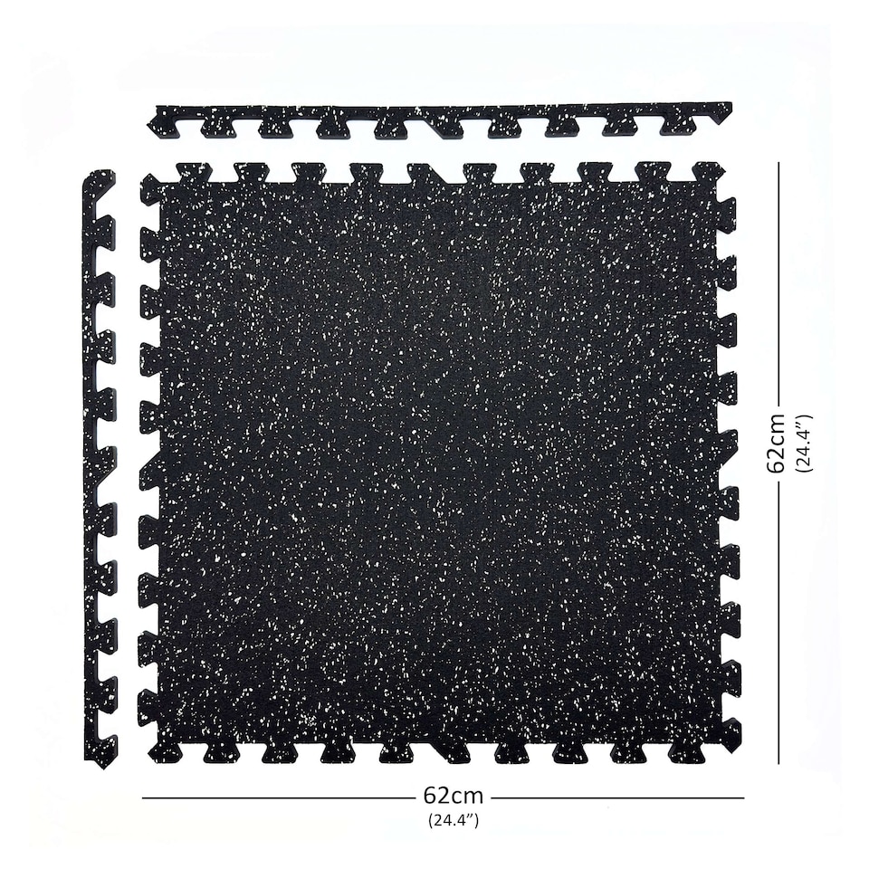 image 1 of 14mm Interlocking Rubber Topped EVA Foam Floor Mats - 62cm x 62cm | Black | Pack of 4