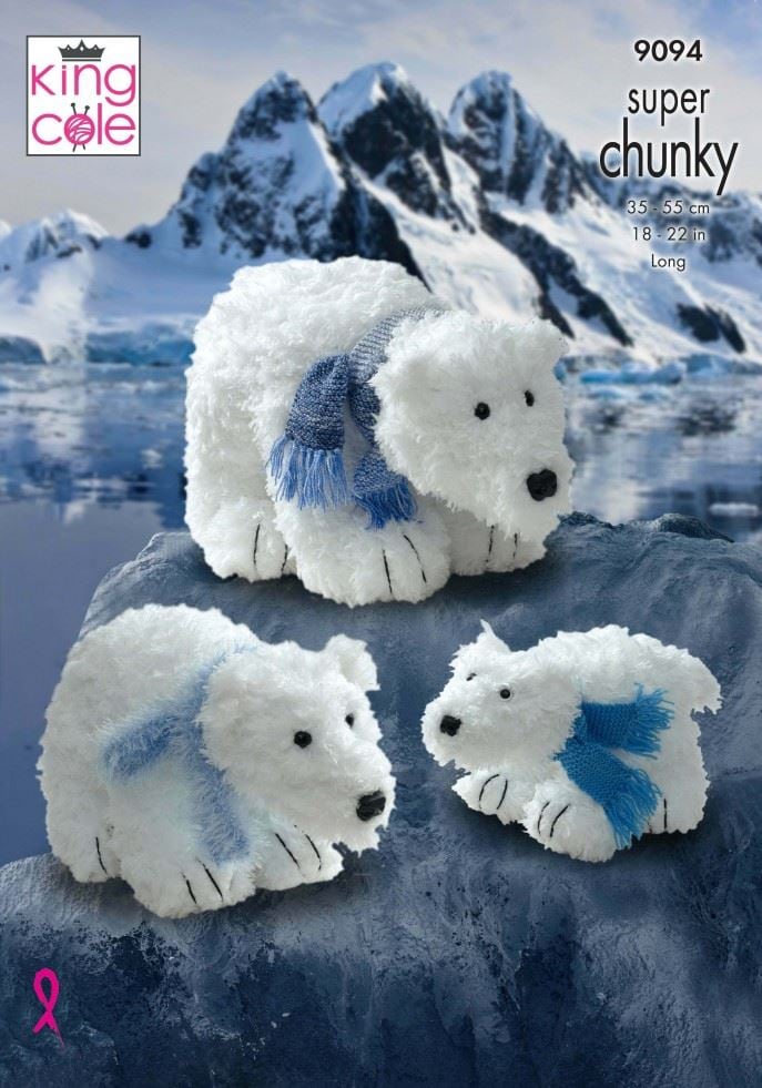 King Cole Shine DK & Tufty Super Chunky Knitting Pattern 9094, Toys - One Size