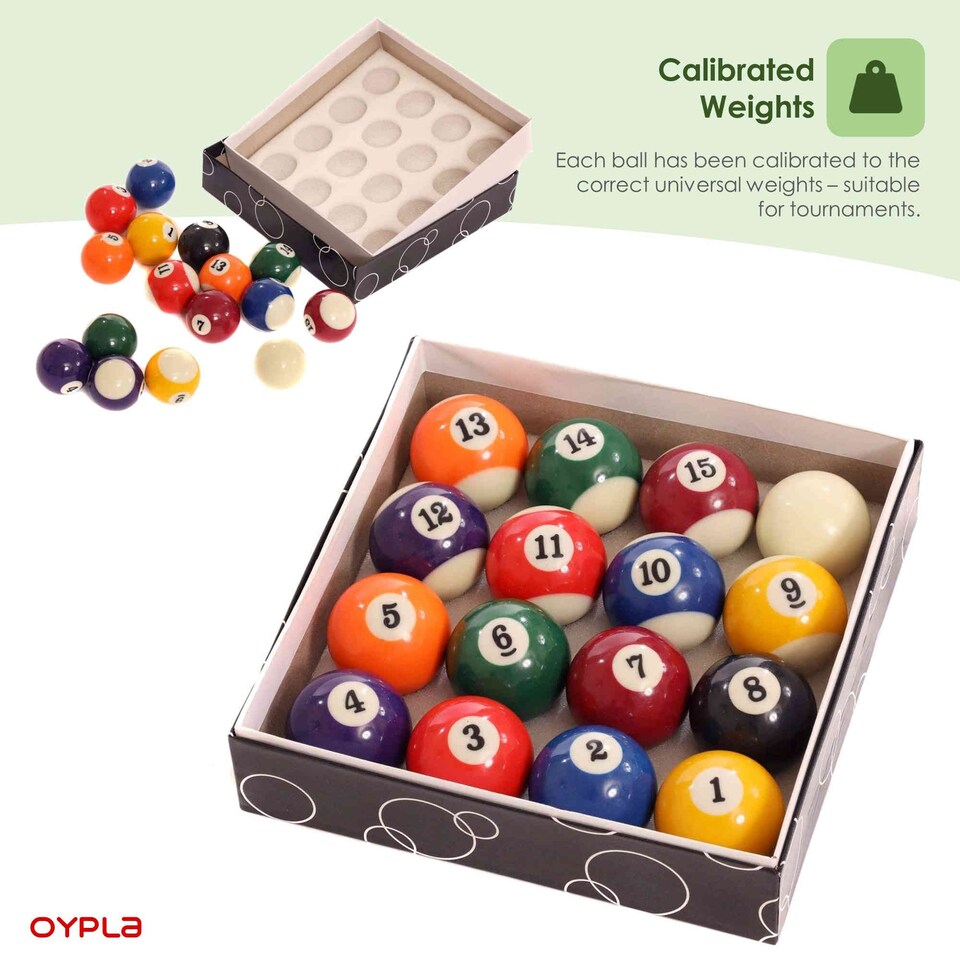 image 1 of Full Size UK Regulation 16 Spots and Stripes Pool Ball Set | Multi