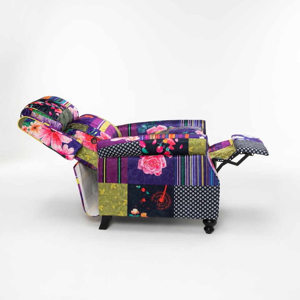 image 1 of Fabric Patchwork Mary Manual Recliner Chair
