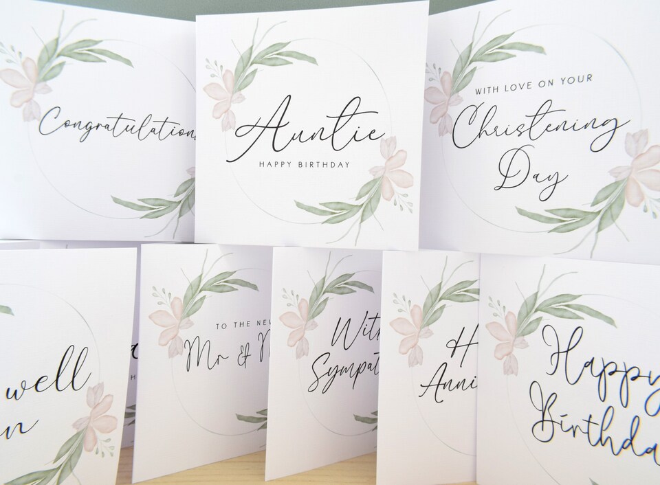 image 1 of First Birthday as a Mummy Greeting Card - Pretty Pastel Floral Wildflower Design