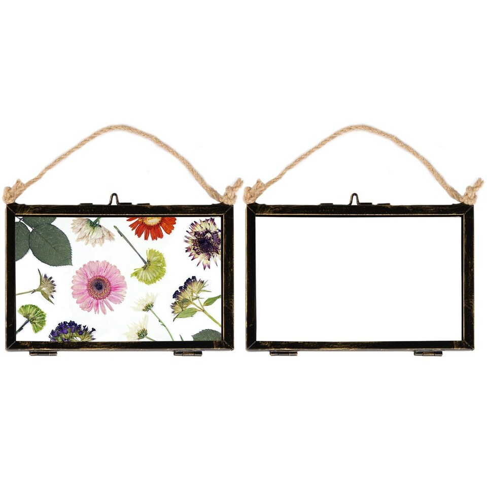 image 1 of Nicola Spring Hanging Metal Photo Frames - 6" x 4" - Black - Pack of 2 - Hanging Picture Frame Display Frame Poster Frame Picture Display | Black | S
