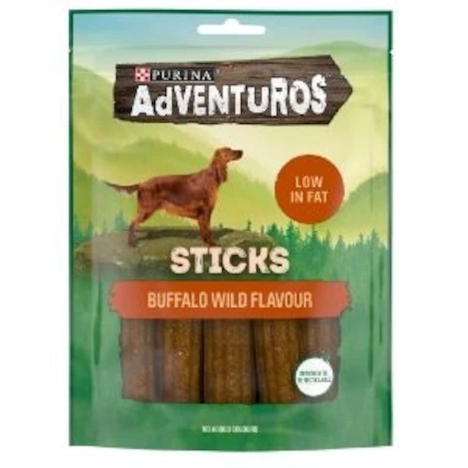 Adventuros Sticks Dog Treats Buffalo Flavour 120g (Pack of 6)