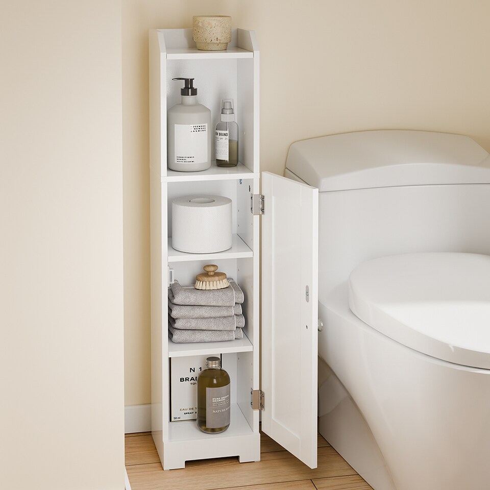 image 1 of SoBuy FRG177-II-W Bathroom Storage Cabinet with 3 Adjustabel Shelves