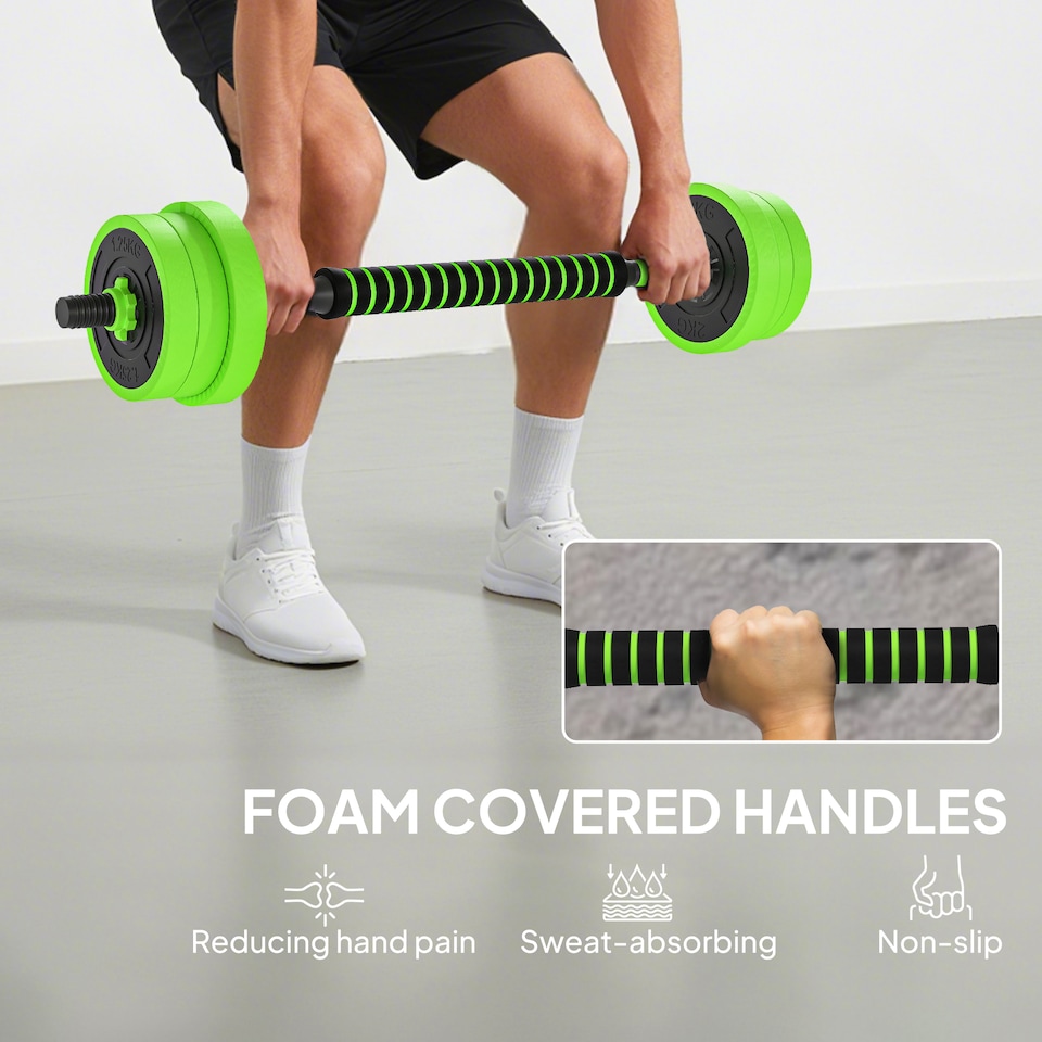 image 1 of SPORTNOW Weight Dumbbells Set, Barbell, Kettlebell, Push Up Stand, 20kg