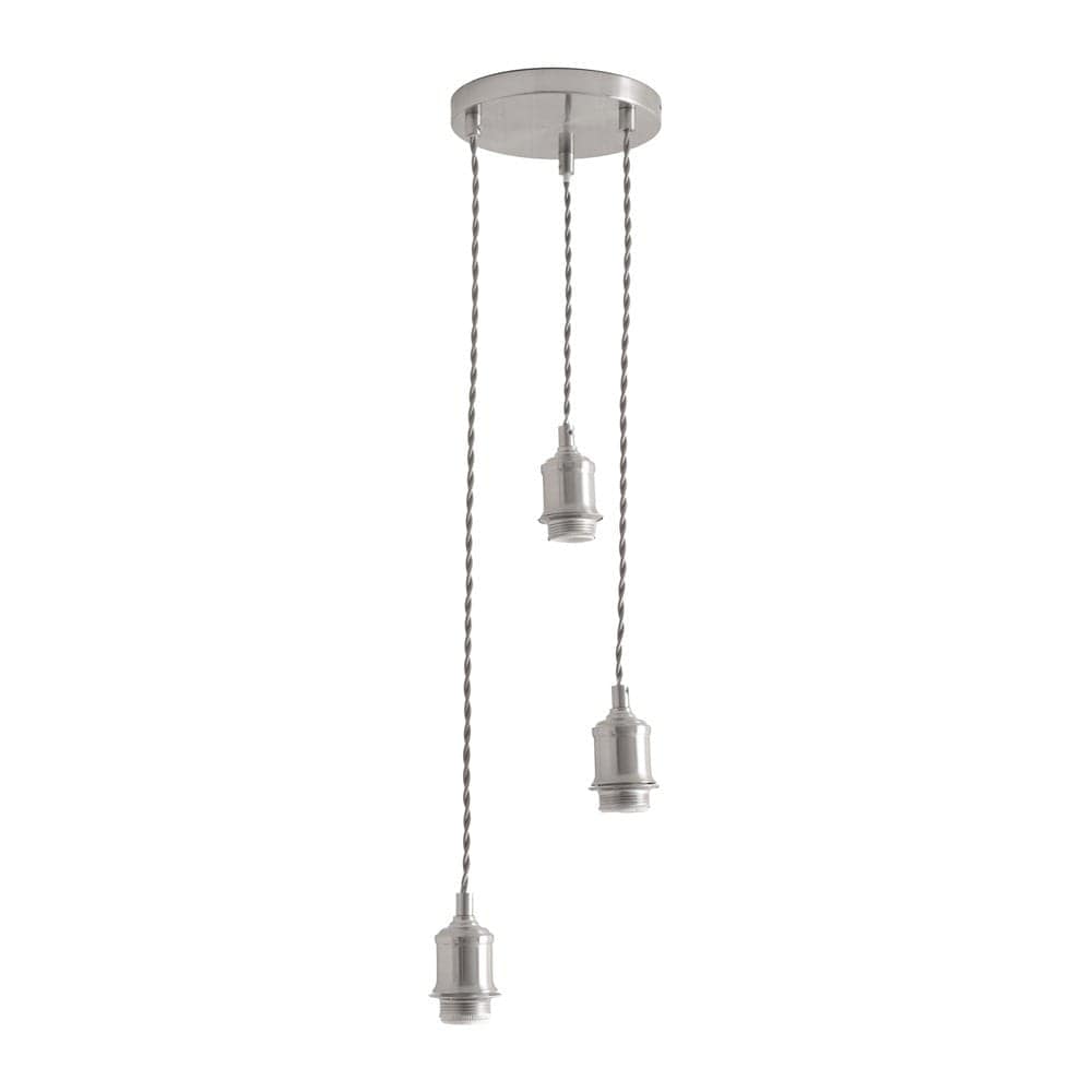ValueLights Shaw Cluster Drop 3 Way Brushed Chrome Adjustable Pendant Ceiling Light Chrome