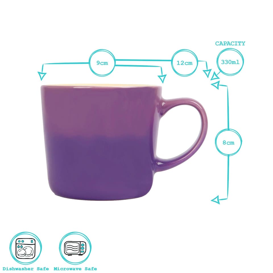 image 1 of Argon Tableware New Bone China Mugs - 330ml - Purple Ombre - Pack of 2 | Purple | Purple | 2