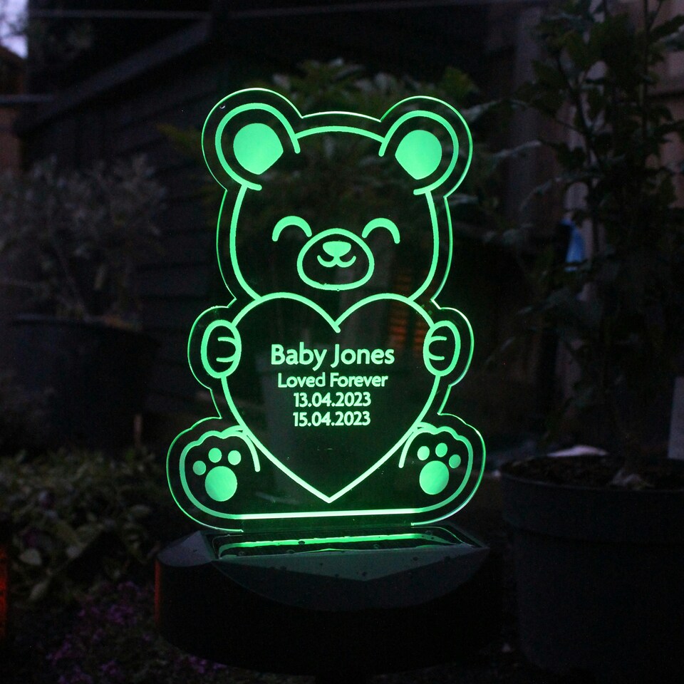 image 1 of Personalised Bear Memorial Outdoor Solar Light