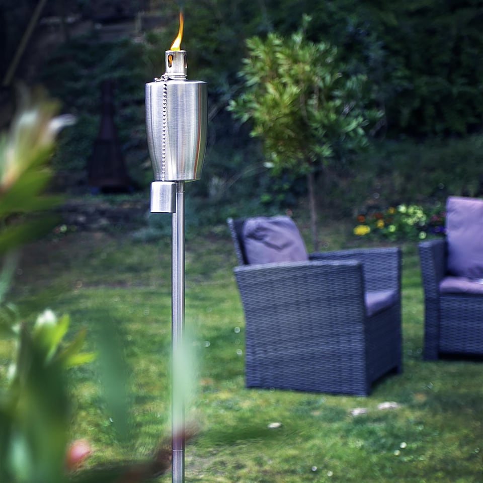 image 1 of Harbour Housewares Metal Garden Torches - Barrel - Silver - Pack of 12