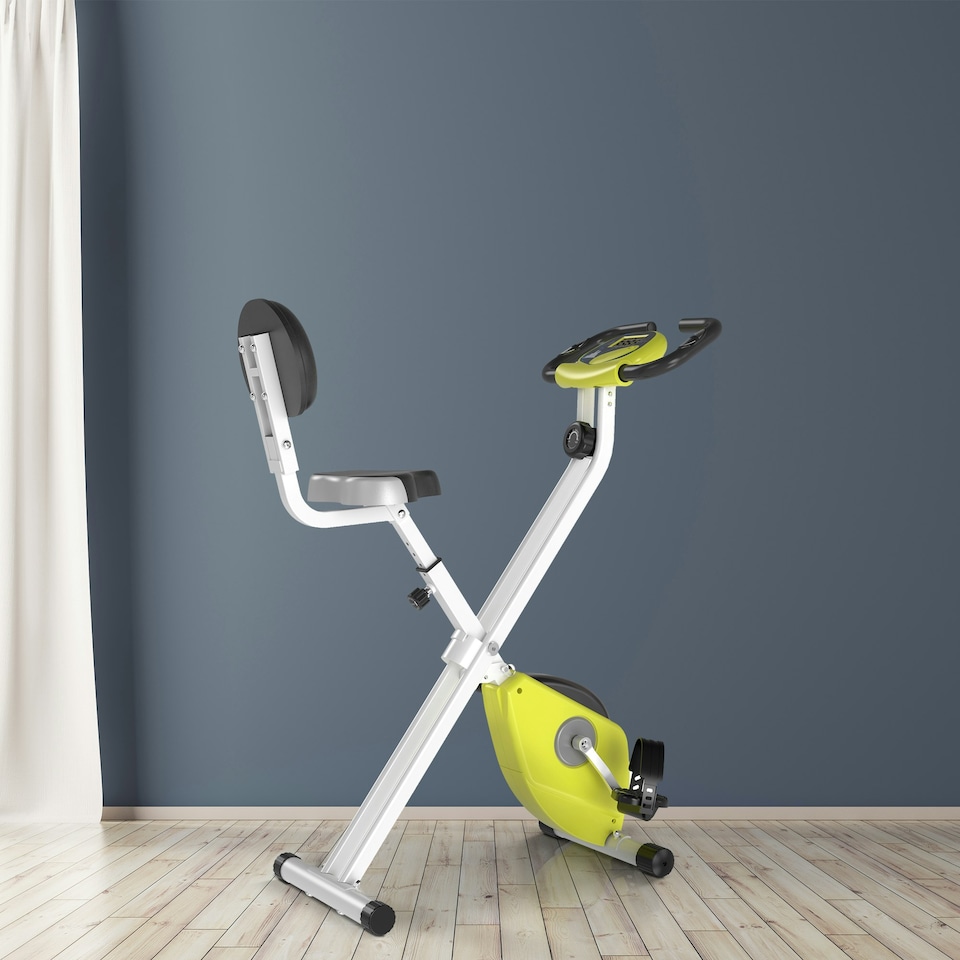 image 1 of HOMCOM Magnetic Resistance Exercise Bike Foldable LCD Adjustable Seat Grey