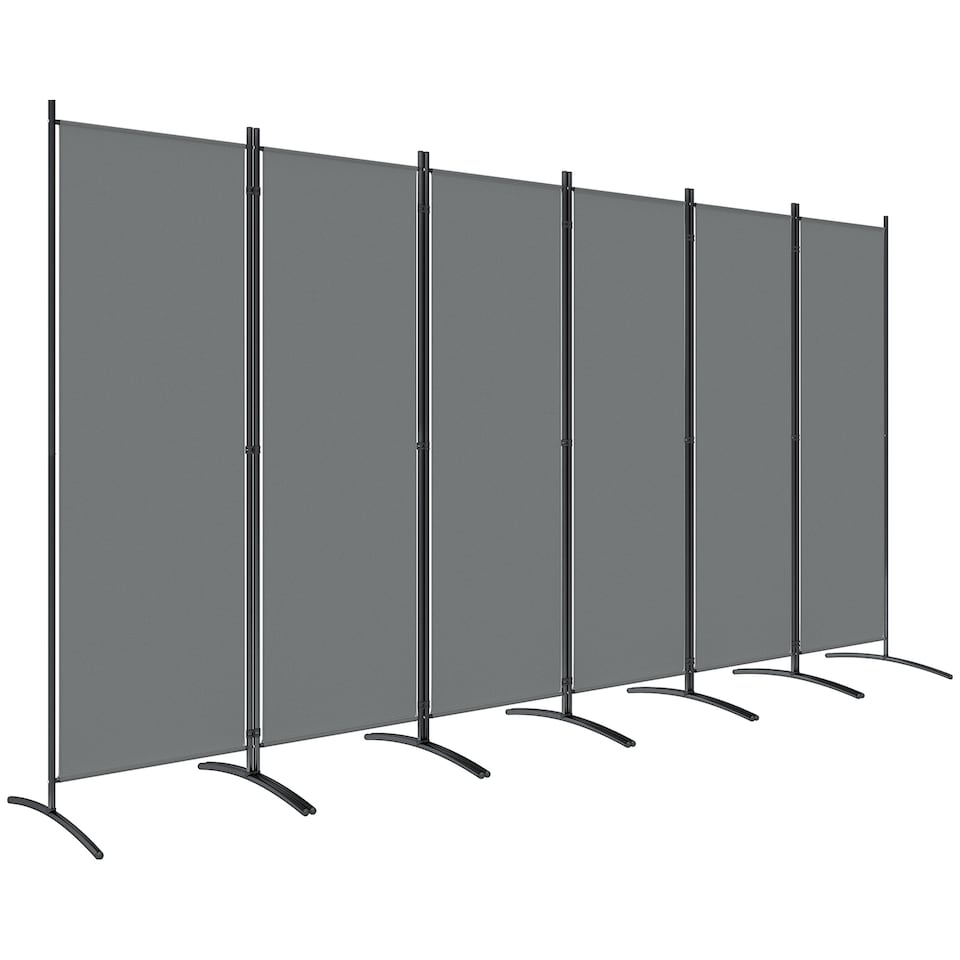 image 1 of Outsunny Garden Privacy Screen Foldable 6 Panel Room Divider, Dark Grey