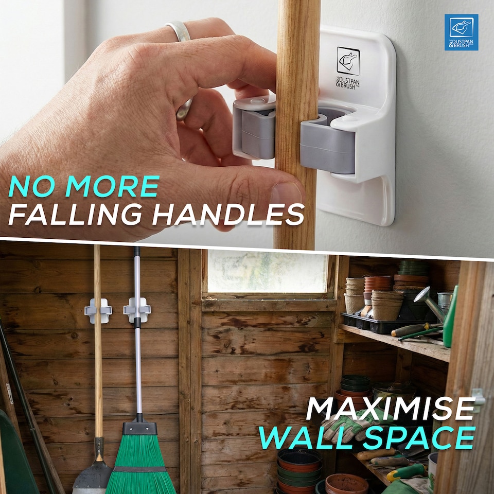 image 1 of Mop and Broom Holder Wall Mounted Easy Storage Gripper for Cleaning Tools