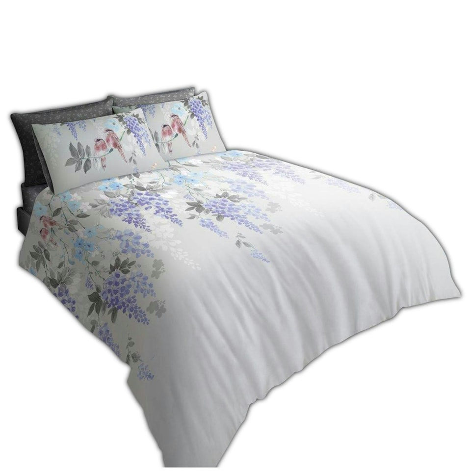 image 1 of VELVETIO Hermione Complete Duvet Cover Set with Fitted Sheet Cosy Quilt Coverlet Grey | Double
