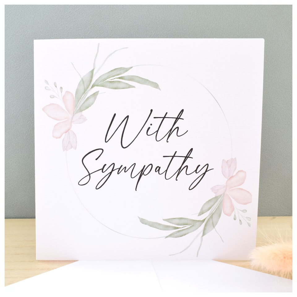 image 1 of With Sympathy Greeting Card - Elegant Neutral Botanical Design Modern Neutral