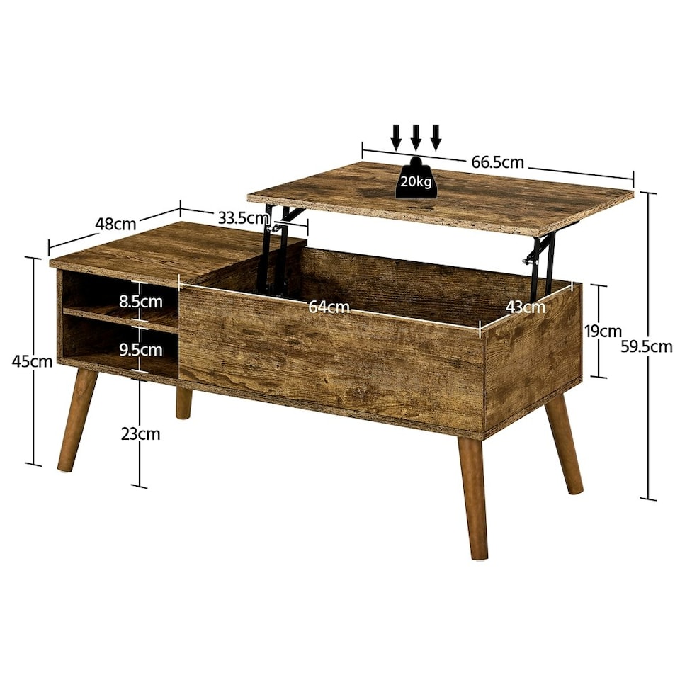 image 1 of Yaheetech Lift Top Coffee Table with Adjustable Storage Shelf