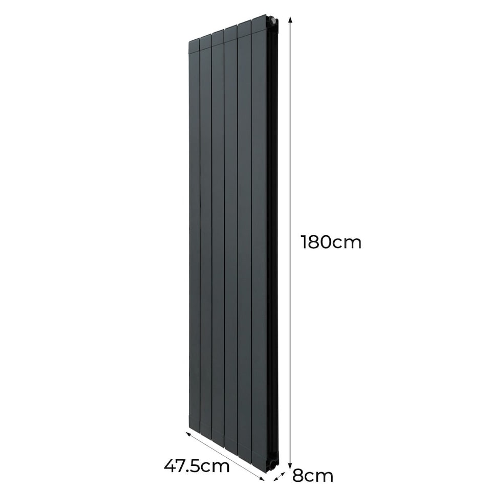 image 1 of Aluminium Radiator & Valves 1800mm x 475mm Anthracite Grey