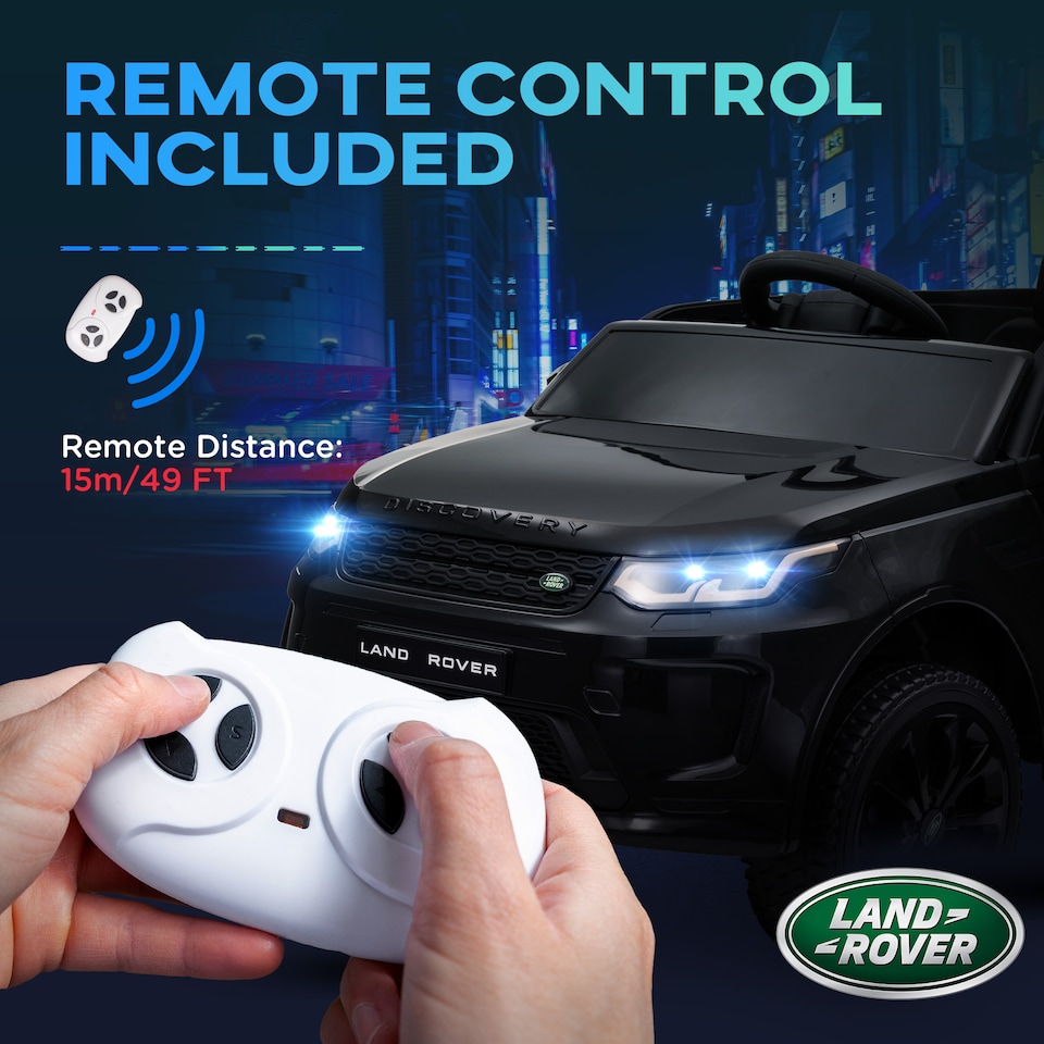 image 1 of AIYAPLAY Land Rover Discovery Sport Licensed Kids Electric Car, 12V Ride on Car with Remote Control, LED Lights, Music, Horn, for Ages 3-6 Years, Black
