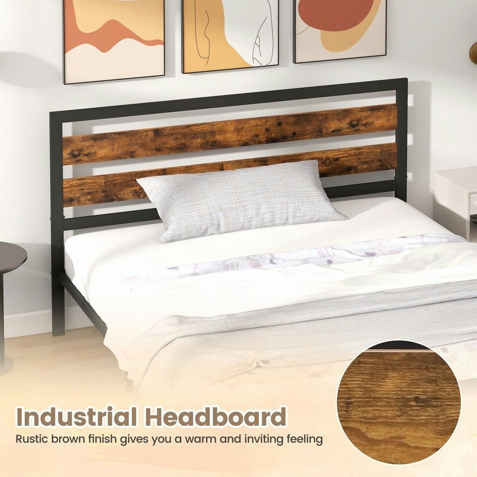 image 1 of COSTWAY King Size Bed Frame Metal Platform Bed