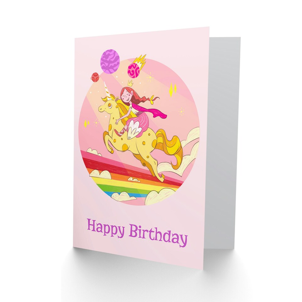 image 1 of Unicorn Princess Rainbow Birthday Card
