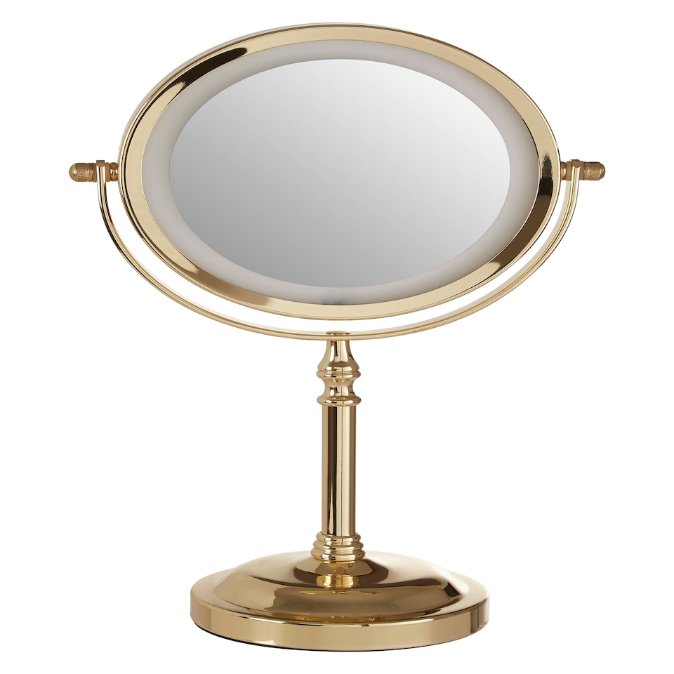 image 1 of Cassini Gold Colour Iron Led Table Mirror Gold