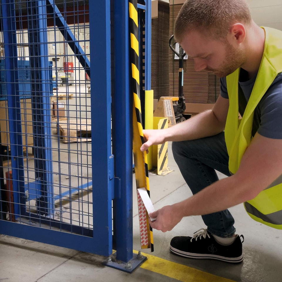 image 1 of Durable Adhesive Warning Corner Impact Protection Profiles C35 | 1 Metre