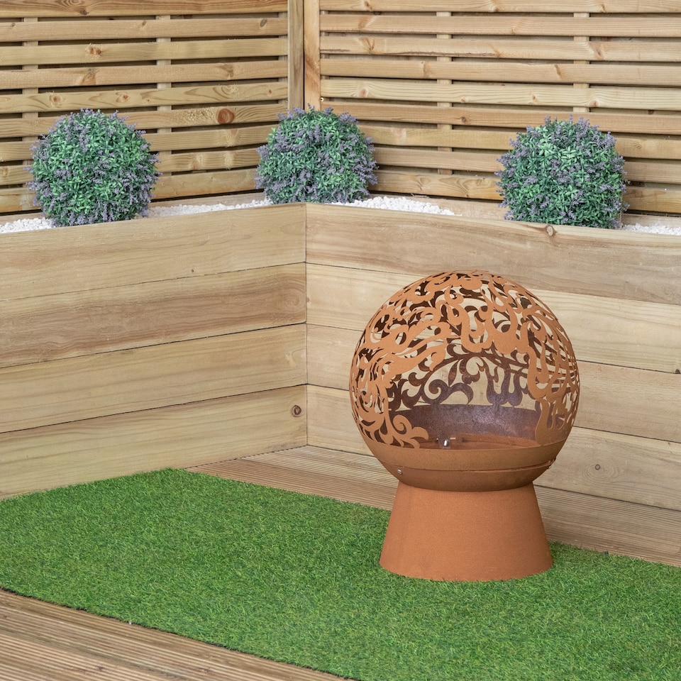 image 1 of 57cm Steel Helios Fireglobe Outdoor Garden Fire Pit