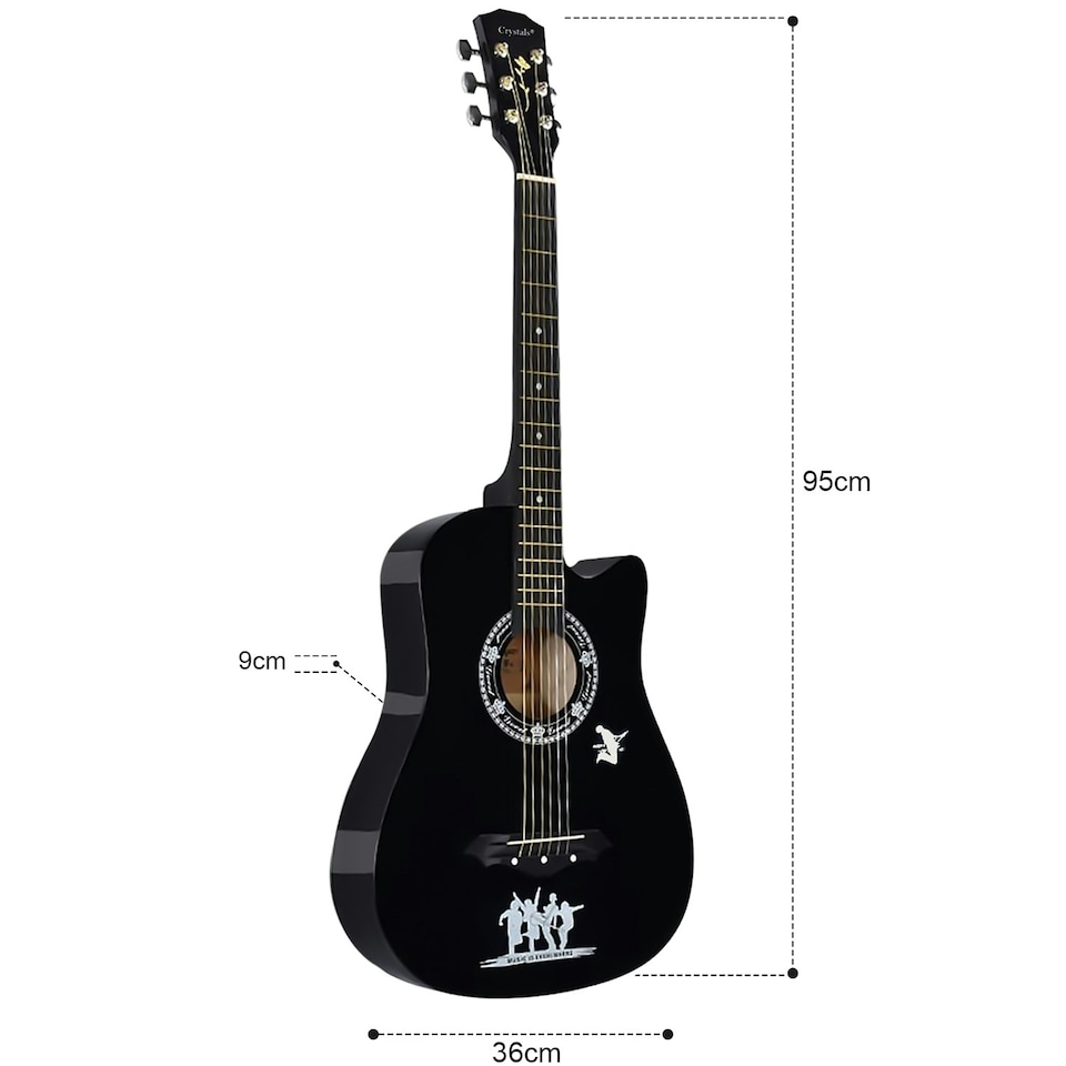 image 1 of Classic 38" 4/4 Acoustic Guitar – 6-String, Full Size, Unisex, Ideal for Beginners and Students, Black Brown