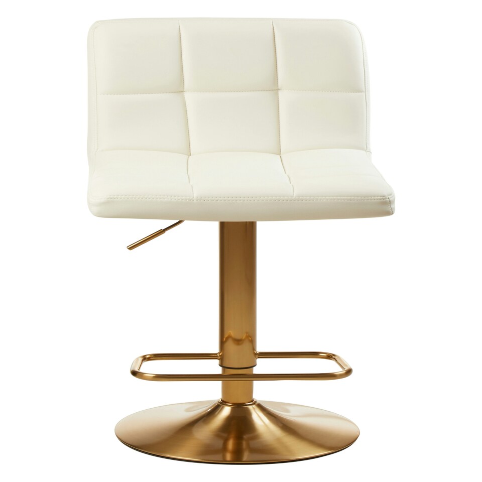 image 1 of Interiors by Premier Adjustable Gold & White Finsih Bar Stool, Comfort And Stable Counter Stool, Elegant Kitchen Bar Chair