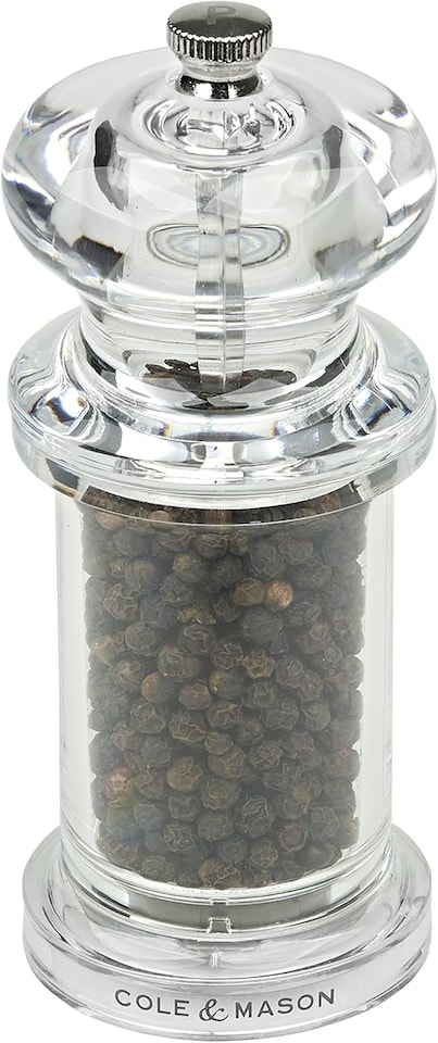 image 1 of Cole & Mason 505 Clear Pepper Mill, Precision+, Acrylic, 140 mm, Includes 1 x Pepper Grinder
