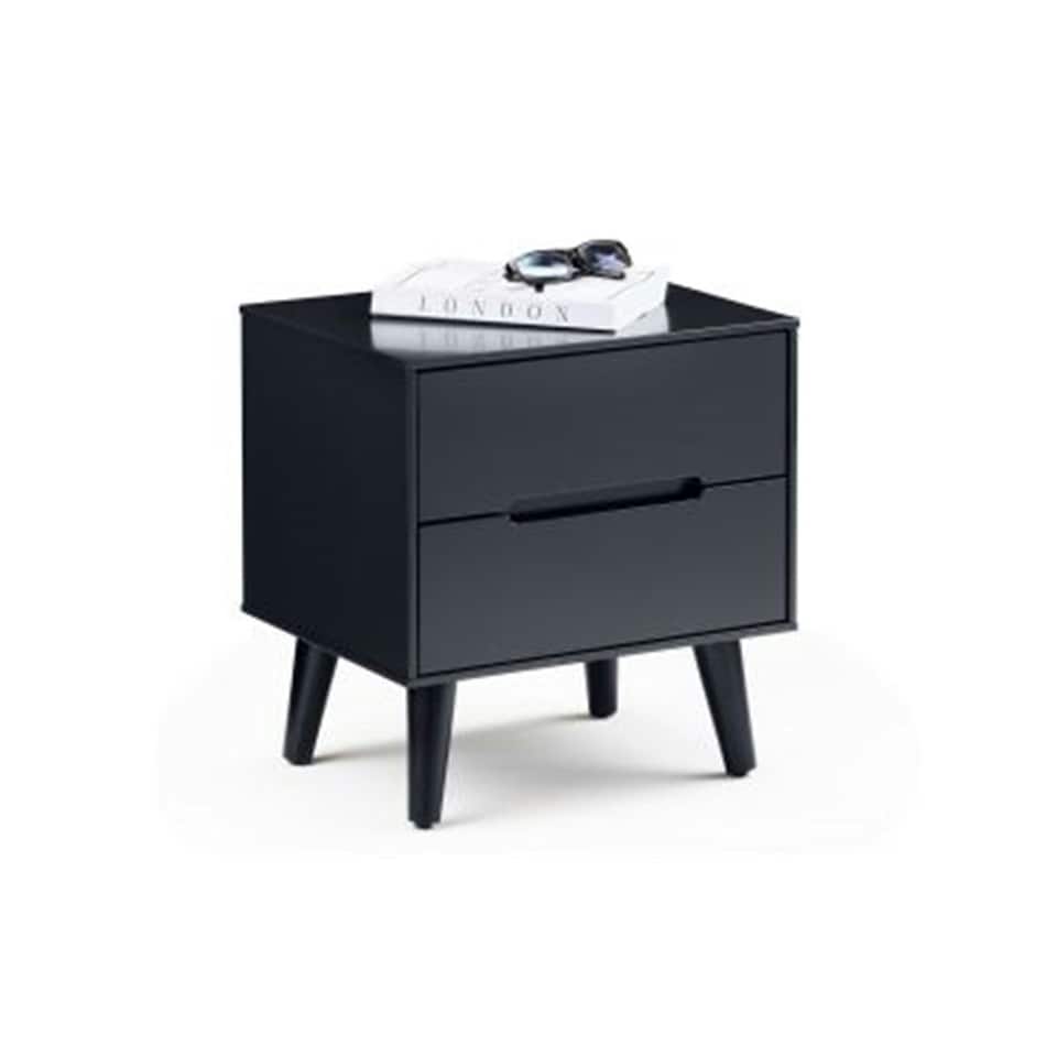 image 1 of Retro Anthracite Bedside Chest - 2 Drawers