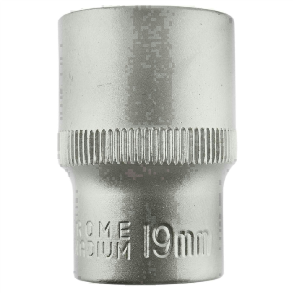 image 1 of 19mm 1/2" Dr Socket Super Lock Metric Shallow CRV Knurl Grip 6 Point TE797