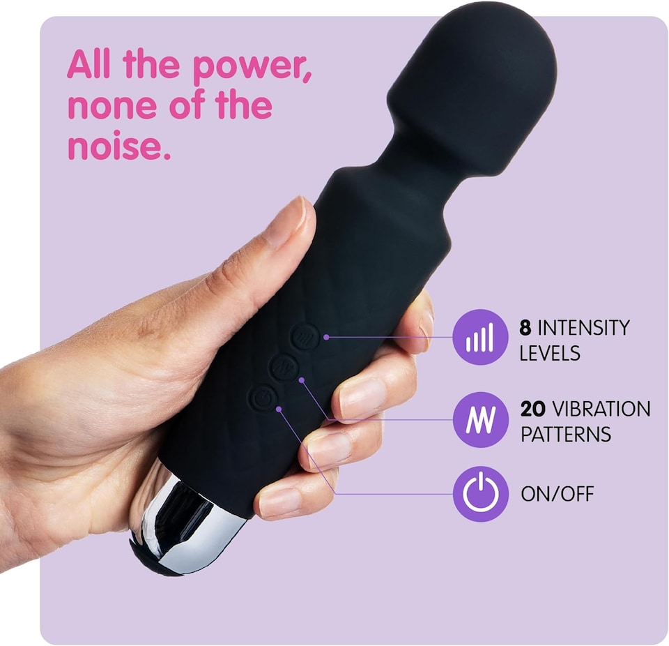 image 1 of Intimate Vibrating Wand Massager - 7 Speeds, 20 Sensation Modes, Black
