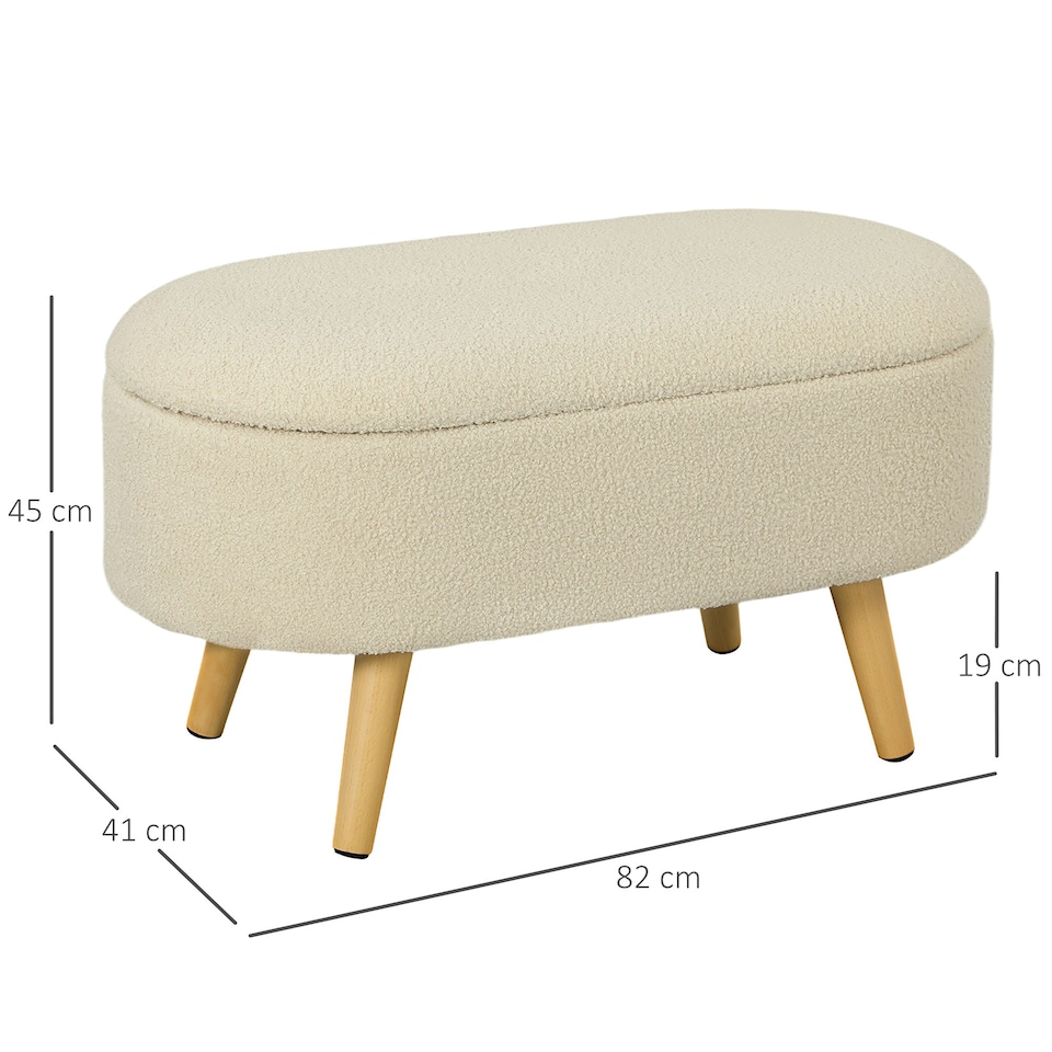 image 1 of HOMCOM Ottoman Storage Bench for Hallway, Living Room, Cream White
