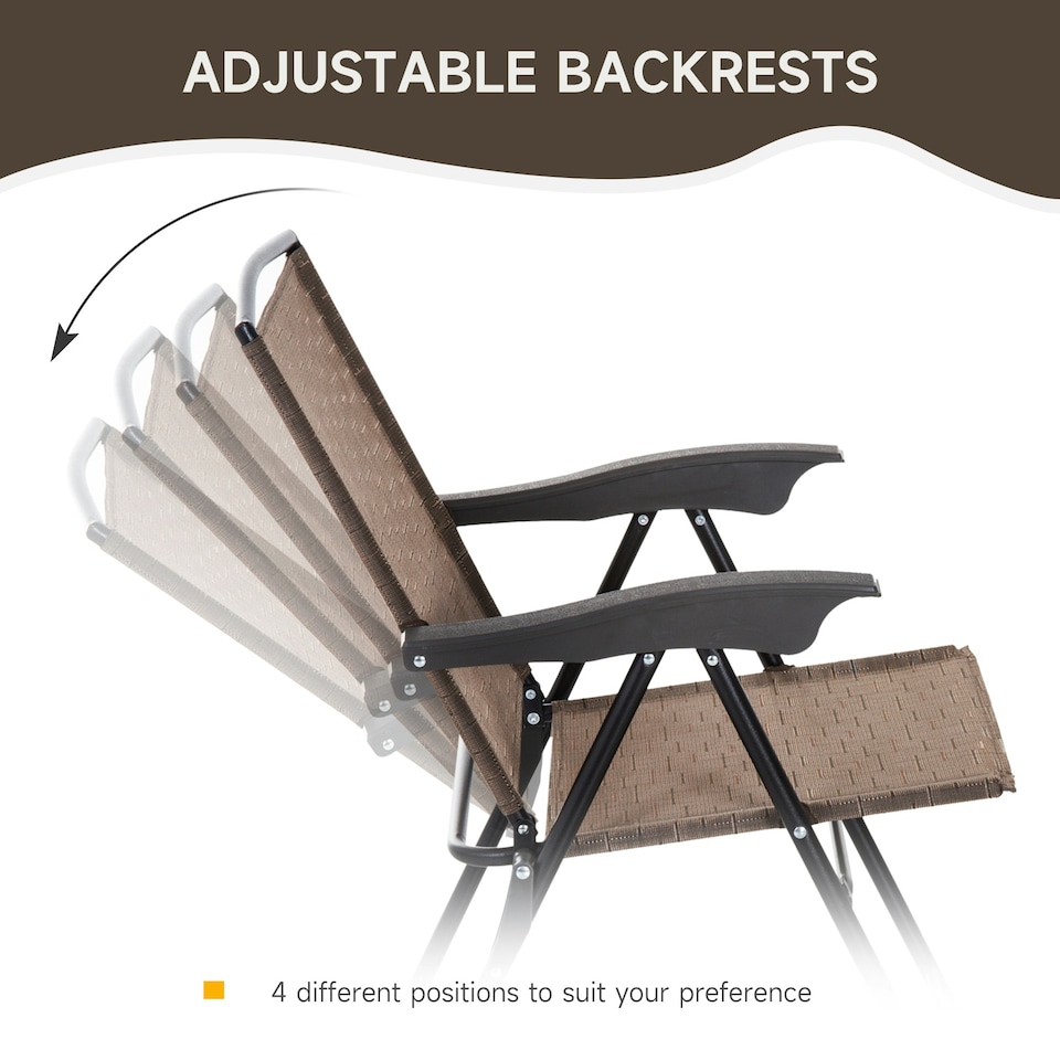 image 1 of Outsunny Patio Bistro Set Folding Chairs Garden Coffee Table for Balcony Brown