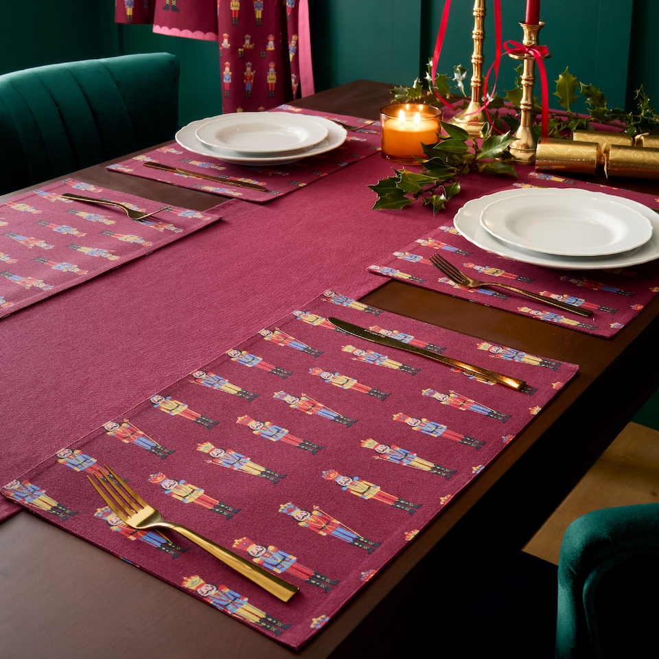 image 1 of Catherine Lansfield Christmas Nutcracker Cotton Dining Placemat 4 Pack