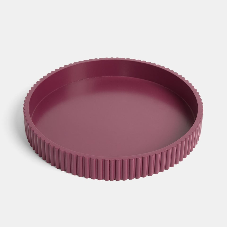 image 1 of OHS Ribbed Round Decorative Tray Table Organiser Countertop Storage