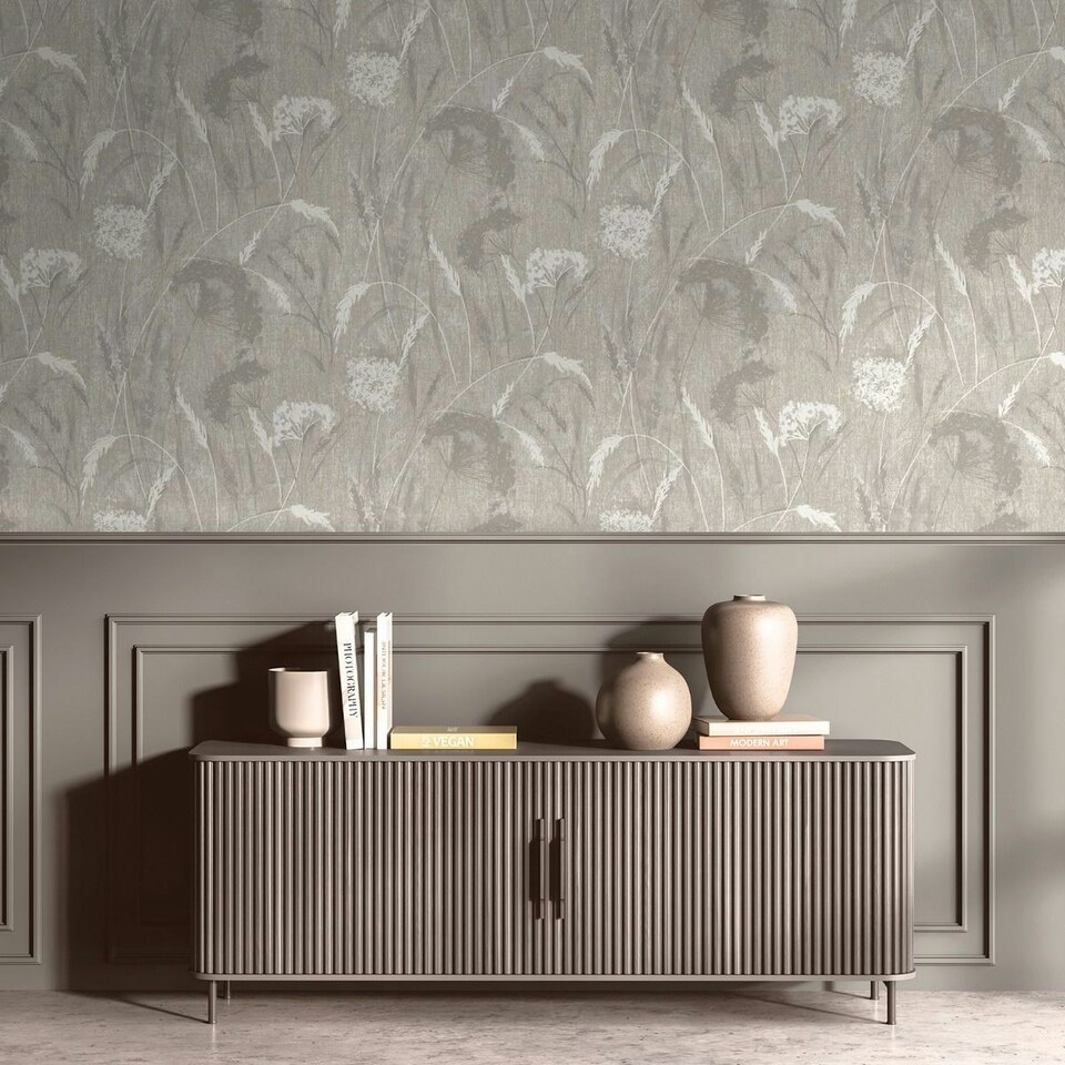 image 1 of Holden Décor Pappus Textured Wallpaper - Grey - 10m x 53cm Grey