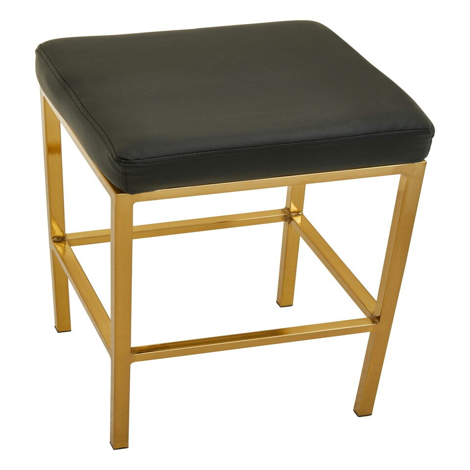 image 1 of Interiors by Premier Baina Black Pu And Gold Finish Bar Stool