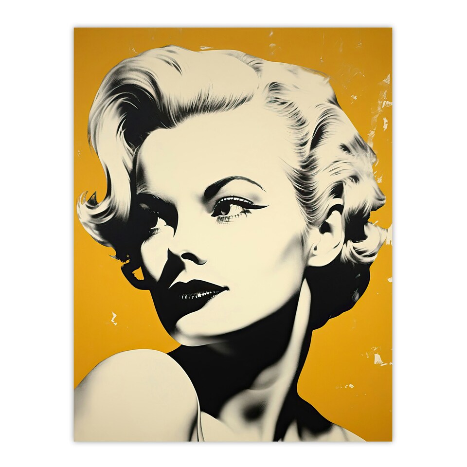 image 1 of Blonde On Mustard Stylish Modern White Photo Black Framed Wall Art Print A4