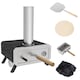 image 1 of Outsunny Wood Fired Pizza Oven with Rotating Pizza Stone and Cover, Black