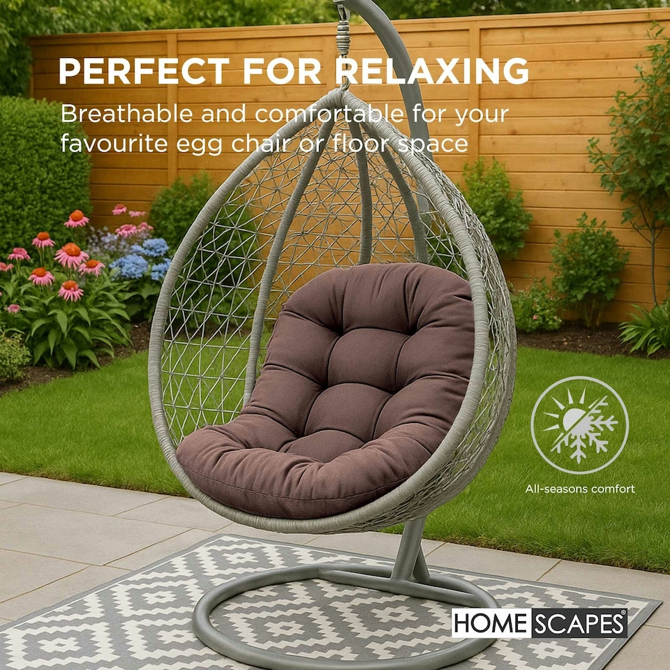 image 1 of Homescapes Chocolate Brown Round Egg Chair Swing Cushion | Brown