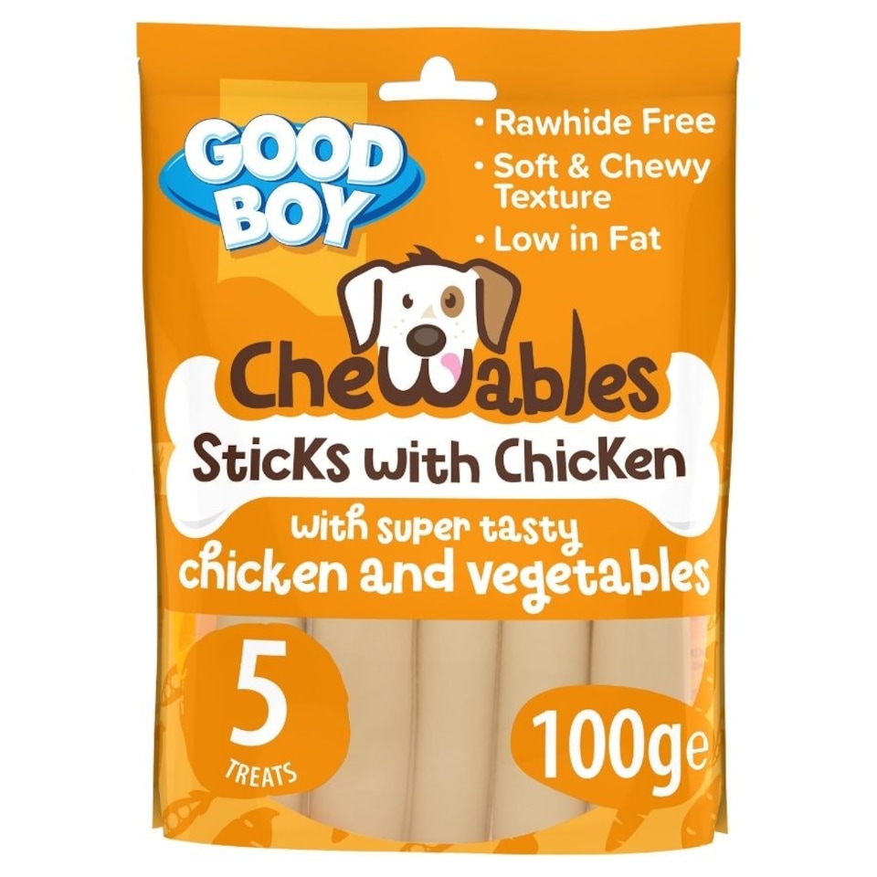 Chewables Chicken Sticks 5 pack 100g x18