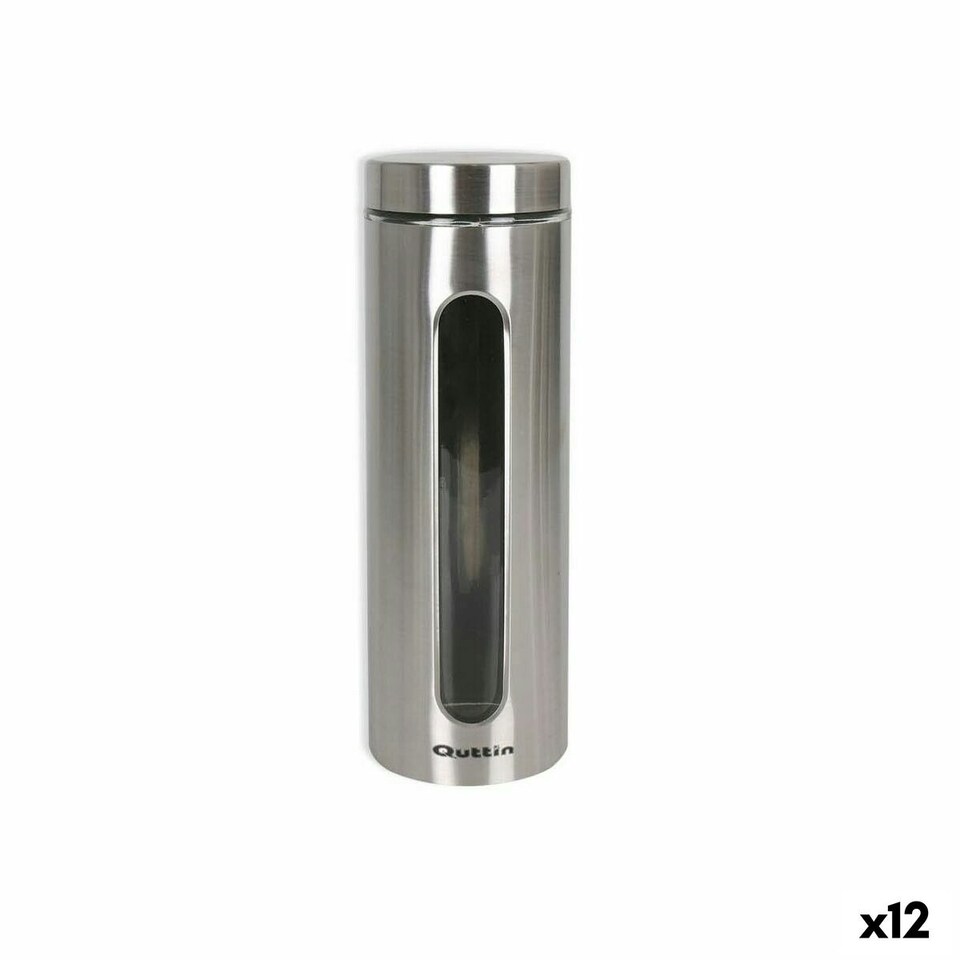 image 1 of Jar Quttin Transparent Silver Glass Steel 2,2 L 10 x 10 x 30,5 cm (12 Units) N/A