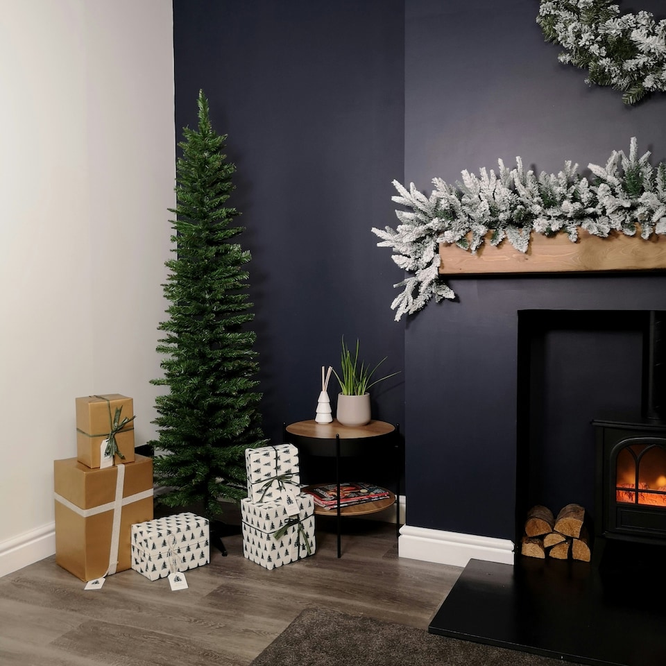 image 1 of 6ft (1.8m) Pencil Style Slim Artificial Christmas Tree in Green