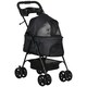 image 1 of PawHut Pet Stroller Foldable Travel Carriage w/ Brake Basket Canopy, Black
