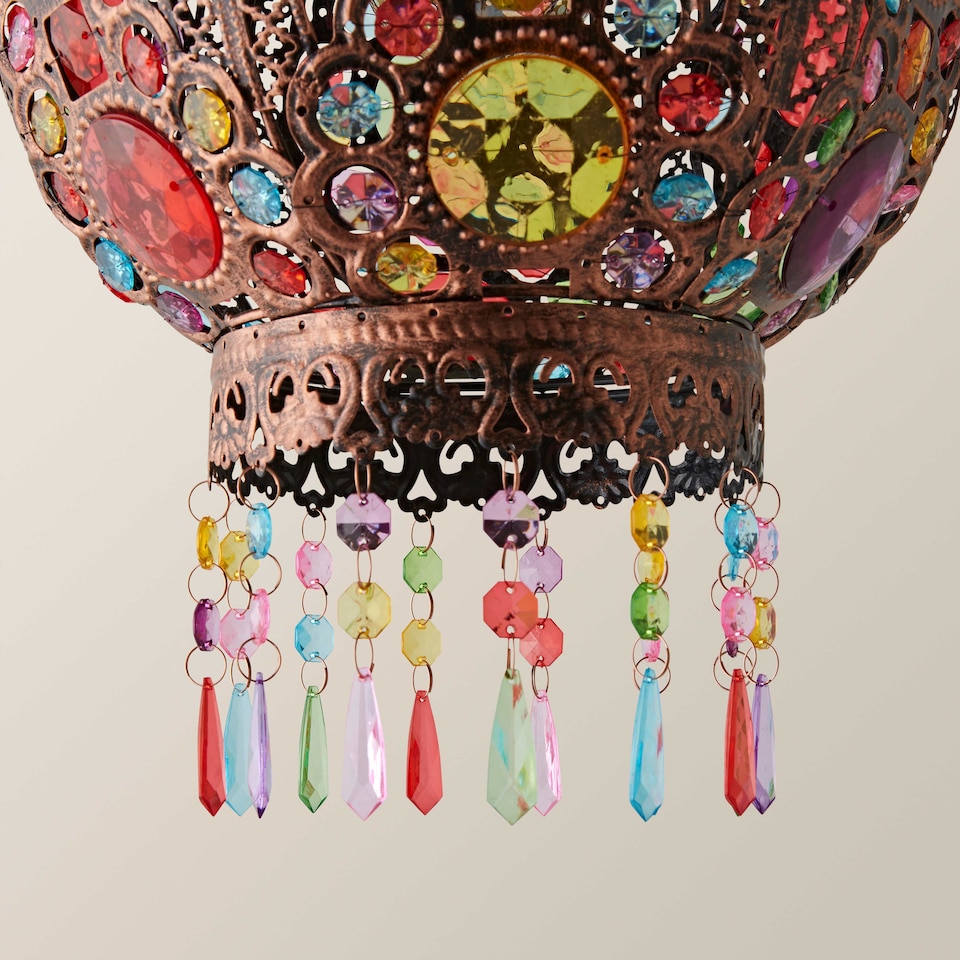 image 1 of ValueLights Bazaar Moroccan Bronze Lamp Shade Acrylic Droplets | Bronze